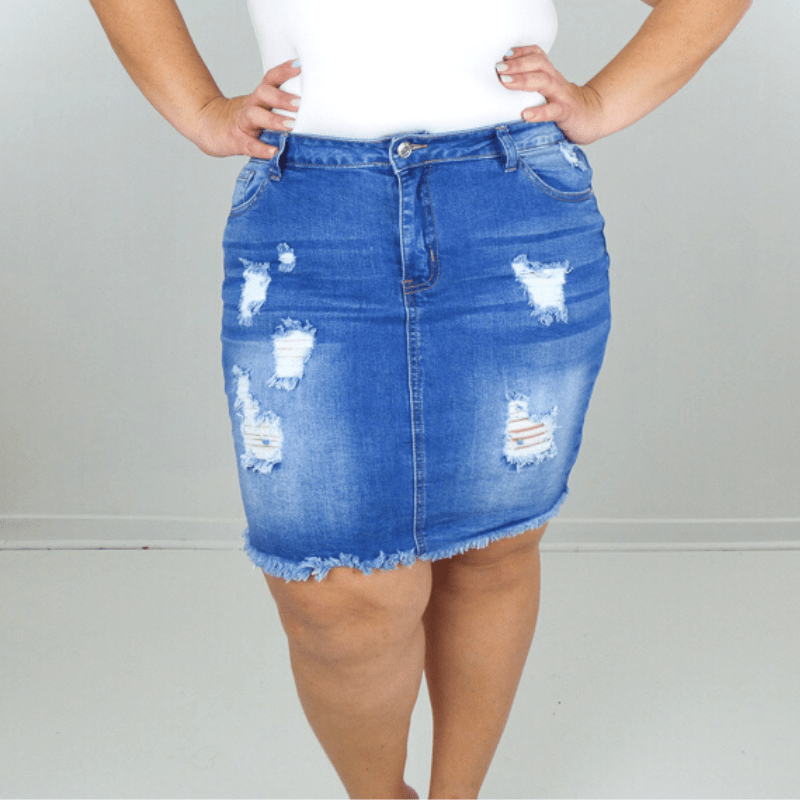 Womens Classic Button Down Denim Short Skirt Casual Mid Waisted Washed Distressed  Ripped Frayed Falda at Amazon Women's Clothing store